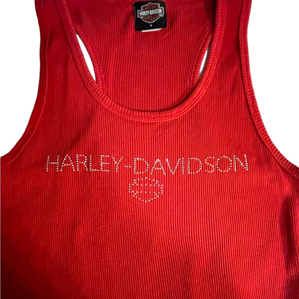 🔥🔥🔥Harley Davidson Motor Company Red Ribbed Razor Back Shirt